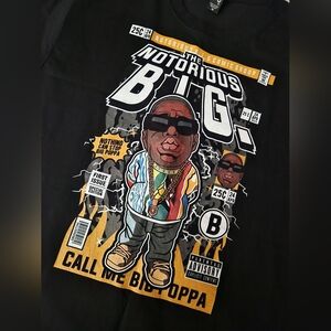 Y2K 90s Inspired Black Graphic T-Shirt Notorius BIG Comic Biggie Smalls Medium